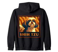 Carino Shih Tzu Cane Retro Ritratto Felpa con Cappuccio