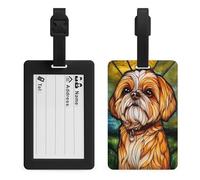 Carino Shih Tzu Dog Stained Glass Bagagli Tag Travel Bag Baggage Name Tags