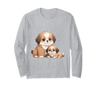Carino Shih Tzu Mamma e Cucciolo Amante dei Cani Maglia a Manica