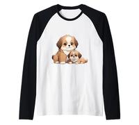 Carino Shih Tzu Mamma e Cucciolo Amante dei Cani Maglia con Maniche Raglan