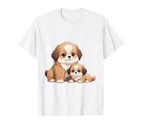 Carino Shih Tzu Mamma e Cucciolo Amante dei Cani Maglietta