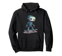 Carino Skater Robot con Skateboard Felpa con Cappuccio
