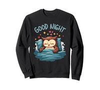 Carino Sleepy Owl Buona Notte Bedtime Illustrazione Felpa