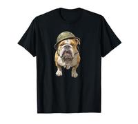 Carino Soldato Bulldog Face con Casco per i Fan di Battlefield Maglietta