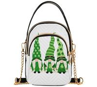 Carino St Patrick gnomi verdi da donna sopra la borsa a tracolla per telefono borsa a catena borsa con stampa floreale con cerniera borsa a tracolla tote, 15 x 21 x 7,9 cm, 15 x 8 x 21 cm