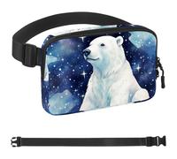 Carino Star Polar Bear Pattern-1724 Marsupio per uomini e donne, marsupio con tracolla regolabile, alla moda, borsa a tracolla ovunque, per viaggi all'aperto, corsa, escursionismo, multicolore,