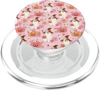 Carino strega fantasma Halloween modello zucca rosa e fiori PopSockets PopGrip per MagSafe