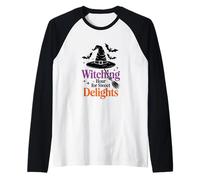 Carino Strega Halloween Spooky Dolci Delizie Await Maglia con Maniche Raglan