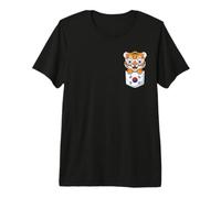 Carino Sud Coreano Tiger Cub in Tasca con Occhiali da Sole Maglietta Premium