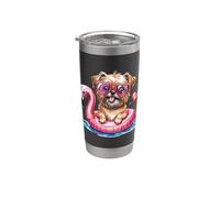 Carino Summer Bruxelles Griffon Dog Flamingo Pool Float Bicchiere termico in acciaio inox doppia parete