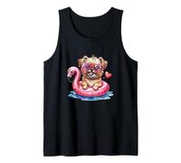 Carino Summer Bruxelles Griffon Dog Flamingo Pool Float Canotta