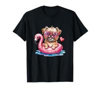 Carino Summer Bruxelles Griffon Dog Flamingo Pool Float Maglietta