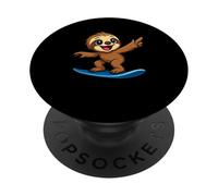 Carino Surfing Bradipo divertente cartone animato animale su tavola da surf PopSockets PopGrip Adesivo