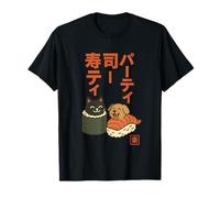 Carino Sushi Party Gatti e Cani Anime Japanese Food Design Maglietta