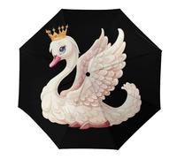 Carino Swan Princess 3 Fold Ombrello Da Viaggio Per UV Pioggia Antivento Ombrelli Pieghevole Portatile Divertente Automatico, Stile 32., Manual