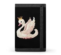 Carino Swan Princess con corona portafogli a tre ante con porta carte di credito con 8 slot portachiavi finestra per foto per uomini donne, Modello 33., Taglia unica, Per tutte le stagioni