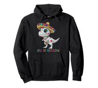 Carino T-Rex con Sombrero Sugar Skull Dia de Muertos Calavera Felpa con Cappuccio
