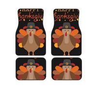Carino tacchino pellegrino - Buon Ringraziamento - Set di 2 tappetini per auto da 4 pezzi - Adatto per tappetini per auto, SUV e camion | Lavabile in lavatrice