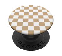Carino Tan Scacchiera Preppy Estetica A Scacchi PopSockets PopGrip Adesivo