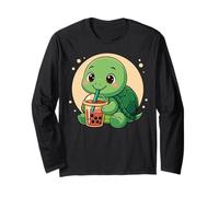 Carino Tartaruga Kawaii Anime Bere Bubble Tea Ragazza Bambini Maglia a Manica