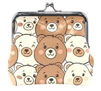 Carino Teddy Bears Marrone Personalizzato Carino Della Moneta Delle Donne Carino Della Borsa In Pelle Fibbia Bacio, Simpatici orsacchiotti marroni, classico