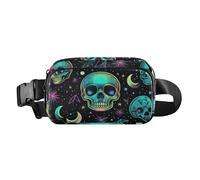 Carino teschi e luna colore fluorescente alla moda marsupio a tracolla per uomo donna resistente all'acqua Marsupio marsupio con cinghia regolabile per viaggi vacanze corsa