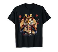 Carino Tiger Mangiare Ramen Warrior Samurai Tiger Ramen Bowl Maglietta