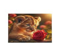 Carino Tigre Rosa Rossa Puzzle Adulto Puzzle Giocattolo 1000 Pezzi Puzzle per Famiglia 29,5 × 19,7 cm