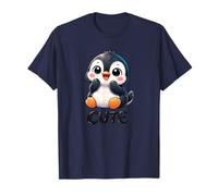 Carino Timido Cartoon Chibi Pinguino con Sorriso Maglietta