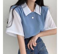 Carino top casual manica corta con colori a contrasto per gli amanti della moda