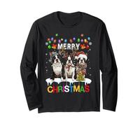 Carino Tre Cani Boston Terrier Natale per Donne Uomini Maglia a Manica