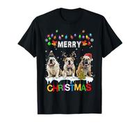 Carino Tre Cani Bulldog Inglesi Natale per Donne Uomini Maglietta