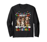 Carino Tre Shetland Sheepdog Cani Natale per Donne Uomini Maglia a Manica