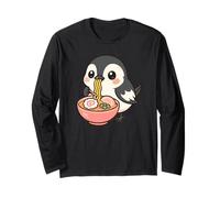 Carino Uccello Mangiare Ramen Kawaii Food Art Maglia a Manica