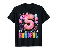 Carino Ufficialmente Una manciata 5 ° Compleanno Ragazza Cinque 5 Anni Maglietta