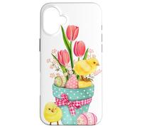 Carino uovo di Pasqua pulcino in tulipano vaso di fiori dolce primavera Custodia per iPhone 16 Plus
