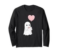 Carino Valentine Ghost Be My Boo Heart Balloon Maglia a Manica