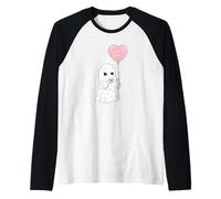 Carino Valentine Ghost Be My Boo Heart Balloon Maglia con Maniche Raglan