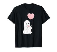 Carino Valentine Ghost Be My Boo Heart Balloon Maglietta