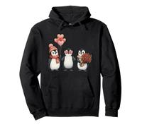 Carino Valentine Penguins Love Kawaii Felpa con Cappuccio