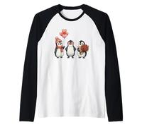 Carino Valentine Penguins Love Kawaii Maglia con Maniche Raglan