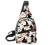Carino Vector Set con Halloween Illustrazioni 1_21 Sling Zaino Crossbody Bag Convertible, Piccolo Pannolino Borsa Escursionismo Daypacks, Multicolore 18, 11.8x7x1.5in/30x18x4cm