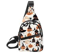 Carino Vector Set con Halloween Illustrazioni 1_21 Sling Zaino Crossbody Bag Convertible, Piccolo Pannolino Borsa Escursionismo Daypacks, Multicolore 01, 11.8x7x1.5in/30x18x4cm