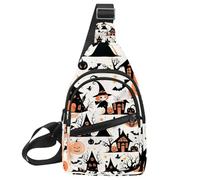Carino Vector Set con Halloween Illustrazioni 1_21 Sling Zaino Crossbody Bag Convertible, Piccolo Pannolino Borsa Escursionismo Daypacks, Multicolore 20, 11.8x7x1.5in/30x18x4cm