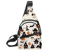 Carino Vector Set con Halloween Illustrazioni 1_21 Sling Zaino Crossbody Bag Convertible, Piccolo Pannolino Borsa Escursionismo Daypacks, Multicolore 08, 11.8x7x1.5in/30x18x4cm