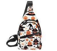 Carino Vector Set con Halloween Illustrazioni 1_21 Sling Zaino Crossbody Bag Convertible, Piccolo Pannolino Borsa Escursionismo Daypacks, Multicolore 10., 11.8x7x1.5in/30x18x4cm