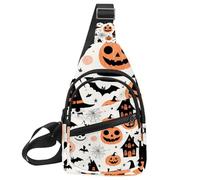 Carino Vector Set con Halloween Illustrazioni 1_21 Sling Zaino Crossbody Bag Convertible, Piccolo Pannolino Borsa Escursionismo Daypacks, Multicolore 07, 11.8x7x1.5in/30x18x4cm