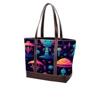 Carino Verde Alien-1 Tote Bags Durevole Pelle Canvas Borse e Borse per Le Donne Top Handle Satchel Hobo Bags, Multicolore 03, 33.8x12x31cm/13.3x4.7x12.2 in