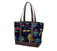 Carino Verde Alien-1 Tote Bags Durevole Pelle Canvas Borse e Borse per Le Donne Top Handle Satchel Hobo Bags, Multicolore 07, 33.8x12x31cm/13.3x4.7x12.2 in
