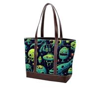 Carino verde Alien-100 Borse Tote Borse in Pelle Durevole Tela Borse e Borse per Le Donne Top Handle Satchel Hobo Borse, Multicolore 06, 33.8x12x31cm/13.3x4.7x12.2 in